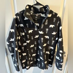 women’s Eddie Bauer 3/4 zip fleece pullover with bears and trees